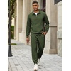 image:imageCOOFANDY Mens 2 Piece Tracksuit Sets Casual Quarter Zip Athletic SweatsuitArmy Green