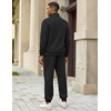 image:imageCOOFANDY Mens 2 Piece Tracksuit Sets Casual Quarter Zip Athletic SweatsuitBlack