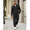image:imageCOOFANDY Mens 2 Piece Tracksuit Sets Casual Quarter Zip Athletic SweatsuitBlack