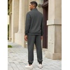 image:imageCOOFANDY Mens 2 Piece Tracksuit Sets Casual Quarter Zip Athletic SweatsuitDark Grey