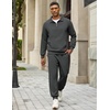 image:imageCOOFANDY Mens 2 Piece Tracksuit Sets Casual Quarter Zip Athletic SweatsuitDark Grey