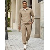 image:imageCOOFANDY Mens 2 Piece Tracksuit Sets Casual Quarter Zip Athletic SweatsuitKhaki