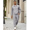 image:imageCOOFANDY Mens 2 Piece Tracksuit Sets Casual Quarter Zip Athletic SweatsuitLight Gray