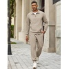 image:imageCOOFANDY Mens 2 Piece Tracksuit Sets Casual Quarter Zip Athletic SweatsuitLight Khaki