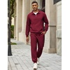image:imageCOOFANDY Mens 2 Piece Tracksuit Sets Casual Quarter Zip Athletic SweatsuitWine Red