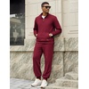 image:imageCOOFANDY Mens 2 Piece Tracksuit Sets Casual Quarter Zip Athletic SweatsuitWine Red