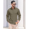 image:imageCOOFANDY Mens Casual Button Down Shirts Long Sleeve Vintage Denim ShirtArmy Green
