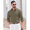 image:imageCOOFANDY Mens Casual Button Down Shirts Long Sleeve Vintage Denim ShirtArmy Green