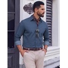 image:imageCOOFANDY Mens Casual Button Down Shirts Long Sleeve Vintage Denim ShirtBluetextured