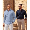 image:imageCOOFANDY Mens Casual Button Down Shirts Long Sleeve Vintage Denim ShirtUltramarine Bluetextured