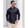 image:imageCOOFANDY Mens Casual Button Down Shirts Long Sleeve Vintage Denim ShirtUltramarine Bluetextured