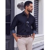 image:imageCOOFANDY Mens Casual Button Down Shirts Long Sleeve Vintage Denim ShirtUltramarine Bluetextured