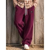 image:imageCOOFANDY Mens Casual Corduroy Pants Baggy Sweatpants Loose Fit Wide LegDeep Red