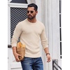 image:imageCOOFANDY Mens Crewneck Sweater Lightweight Ribbed Knit Pullover SweatersBeige