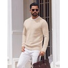 image:imageCOOFANDY Mens Crewneck Sweater Lightweight Ribbed Knit Pullover SweatersBeige