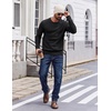 image:imageCOOFANDY Mens Crewneck Sweater Lightweight Ribbed Knit Pullover SweatersBlack
