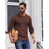 image:imageCOOFANDY Mens Crewneck Sweater Lightweight Ribbed Knit Pullover SweatersBrown