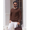 image:imageCOOFANDY Mens Crewneck Sweater Lightweight Ribbed Knit Pullover SweatersBrown