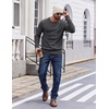 image:imageCOOFANDY Mens Crewneck Sweater Lightweight Ribbed Knit Pullover SweatersDark Gray