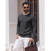image:imageCOOFANDY Mens Crewneck Sweater Lightweight Ribbed Knit Pullover SweatersDark Gray