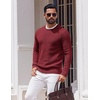 image:imageCOOFANDY Mens Crewneck Sweater Lightweight Ribbed Knit Pullover SweatersDark Red
