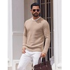 image:imageCOOFANDY Mens Crewneck Sweater Lightweight Ribbed Knit Pullover SweatersKhaki