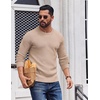 image:imageCOOFANDY Mens Crewneck Sweater Lightweight Ribbed Knit Pullover SweatersKhaki
