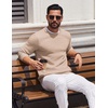 image:imageCOOFANDY Mens Crewneck Sweater Lightweight Ribbed Knit Pullover SweatersKhaki