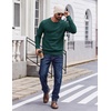 image:imageCOOFANDY Mens Crewneck Sweater Lightweight Ribbed Knit Pullover SweatersLake Green