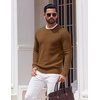 image:imageCOOFANDY Mens Crewneck Sweater Lightweight Ribbed Knit Pullover SweatersLight Brown