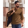 image:imageCOOFANDY Mens Crewneck Sweater Lightweight Ribbed Knit Pullover SweatersLight Brown