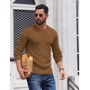 image:imageCOOFANDY Mens Crewneck Sweater Lightweight Ribbed Knit Pullover SweatersLight Brown