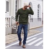 image:imageCOOFANDY Mens Crewneck Sweater Lightweight Ribbed Knit Pullover SweatersMilitary Green