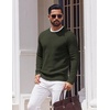 image:imageCOOFANDY Mens Crewneck Sweater Lightweight Ribbed Knit Pullover SweatersMilitary Green