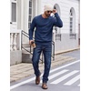 image:imageCOOFANDY Mens Crewneck Sweater Lightweight Ribbed Knit Pullover SweatersNavy