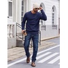image:imageCOOFANDY Mens Crewneck Sweater Lightweight Ribbed Knit Pullover SweatersNavy Blue