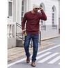 image:imageCOOFANDY Mens Crewneck Sweater Lightweight Ribbed Knit Pullover SweatersWine Red