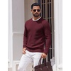 image:imageCOOFANDY Mens Crewneck Sweater Lightweight Ribbed Knit Pullover SweatersWine Red