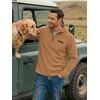 image:imageCOOFANDY Mens Fleece Quarter Zip Pullover Mock Neck Long Sleeve SweatshirtLight Brown