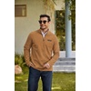 image:imageCOOFANDY Mens Fleece Quarter Zip Pullover Mock Neck Long Sleeve SweatshirtLight Brown