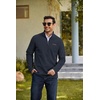 image:imageCOOFANDY Mens Fleece Quarter Zip Pullover Mock Neck Long Sleeve SweatshirtNavy Blue
