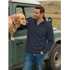 image:imageCOOFANDY Mens Fleece Quarter Zip Pullover Mock Neck Long Sleeve SweatshirtNavy Blue