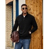image:imageCOOFANDY Mens Fleece Quarter Zip Sweatshirt Long Sleeve Pullover SweatshirtAll Black