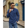 image:imageCOOFANDY Mens Fleece Quarter Zip Sweatshirt Long Sleeve Pullover SweatshirtBdenim Blue