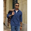 image:imageCOOFANDY Mens Fleece Quarter Zip Sweatshirt Long Sleeve Pullover SweatshirtBdenim Blue