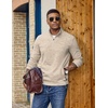 image:imageCOOFANDY Mens Fleece Quarter Zip Sweatshirt Long Sleeve Pullover SweatshirtBlight Khaki