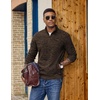 image:imageCOOFANDY Mens Fleece Quarter Zip Sweatshirt Long Sleeve Pullover SweatshirtBrown