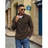 image:imageCOOFANDY Mens Fleece Quarter Zip Sweatshirt Long Sleeve Pullover SweatshirtBrown