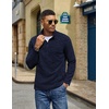 image:imageCOOFANDY Mens Fleece Quarter Zip Sweatshirt Long Sleeve Pullover SweatshirtDark Blue