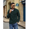 image:imageCOOFANDY Mens Fleece Quarter Zip Sweatshirt Long Sleeve Pullover SweatshirtLake Green